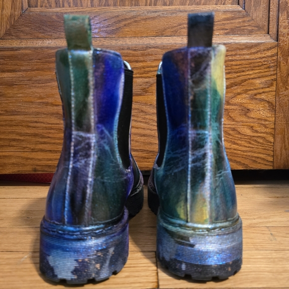 HANDCRAFTED Upcycled Chelsea Boots HANDPAINTED Leather Ankle Booties Size 9M - Picture 16 of 17